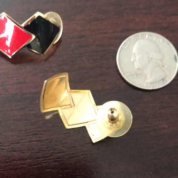 Women’s Earrings red black white gold - Picture 4 of 5